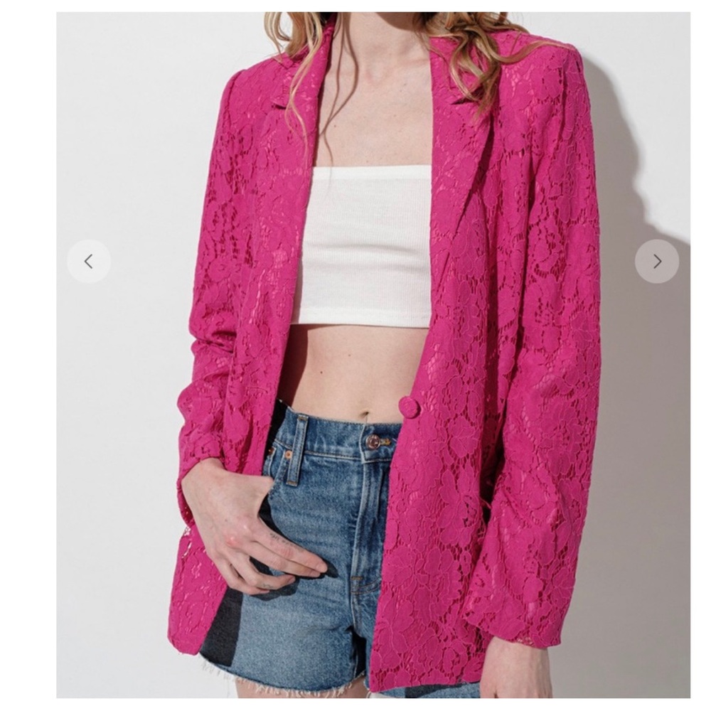 🎀HOST PICK 2X🎀NWT Lace Blazer Jacket Fuchsia L Gorgeous 🎀